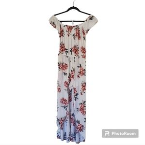 Louise Paris white and red floral romper dress